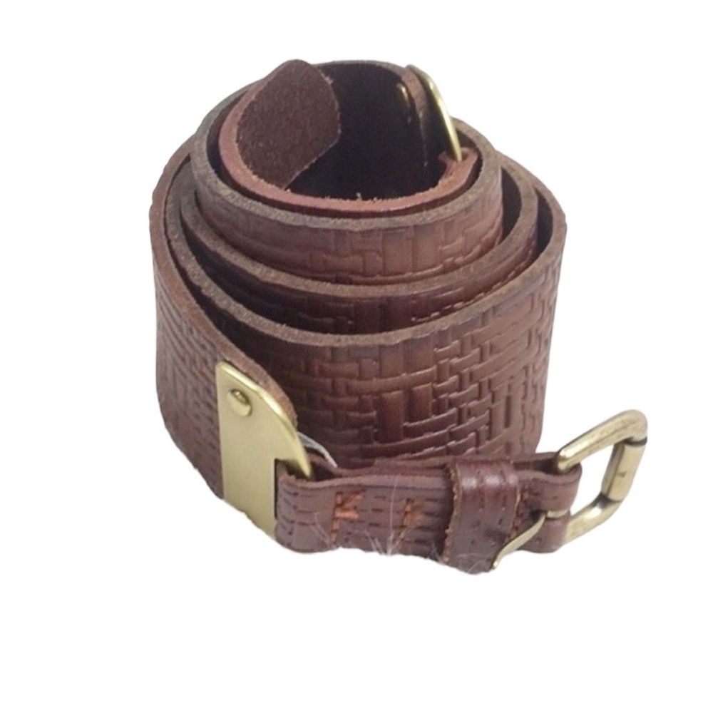 Fossil tooled weave leather belt size s/m
